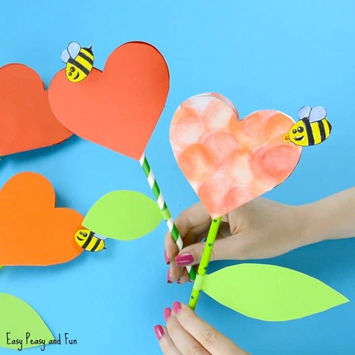 diy valentine day card. a heart made to look like a flower.