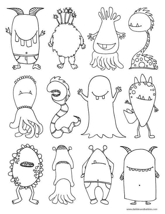 12 monsters to color